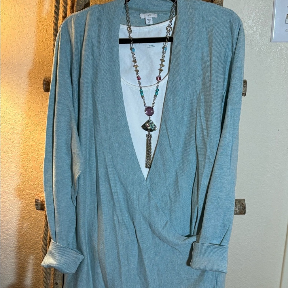 Light Blue Wrap Sweater